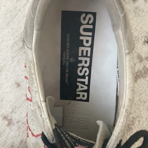 Authentic Golden Goose superstars Red Stitched Hearts - Picture 7 of 8
